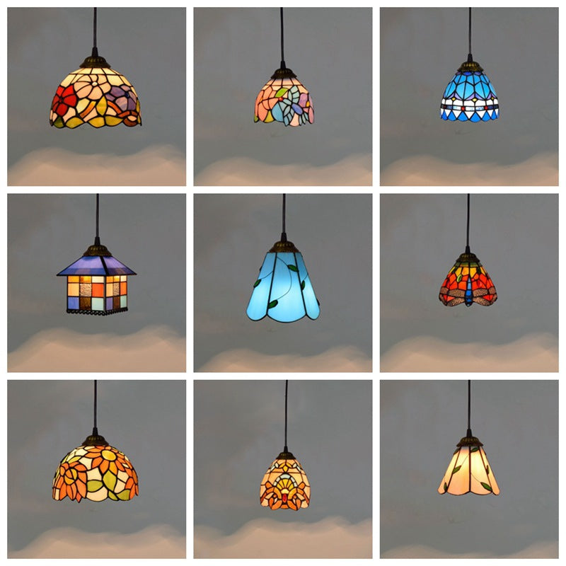 Retro Mediterranean Creative Stained Glass Chandelier