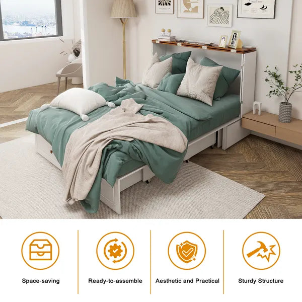 White Wood Murphy Bed
