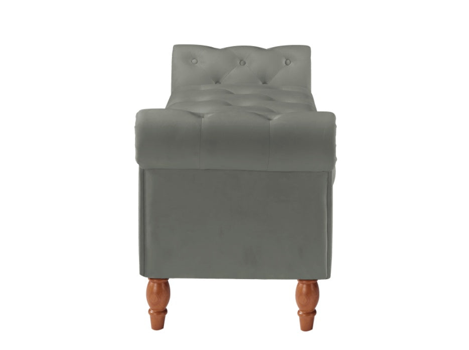 Grey Velvet Storage Ottoman