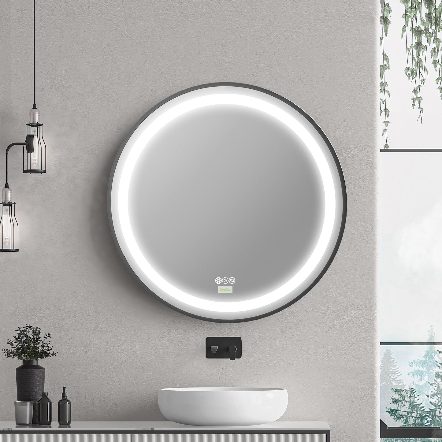 28-Inch Lighted Bathroom Mirror for Wall