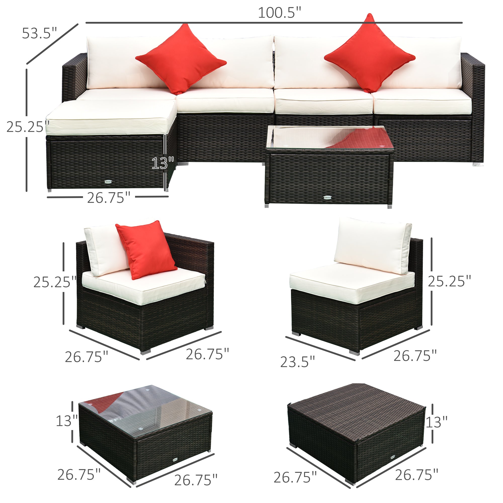 Grey Rattan Sectional Sofa