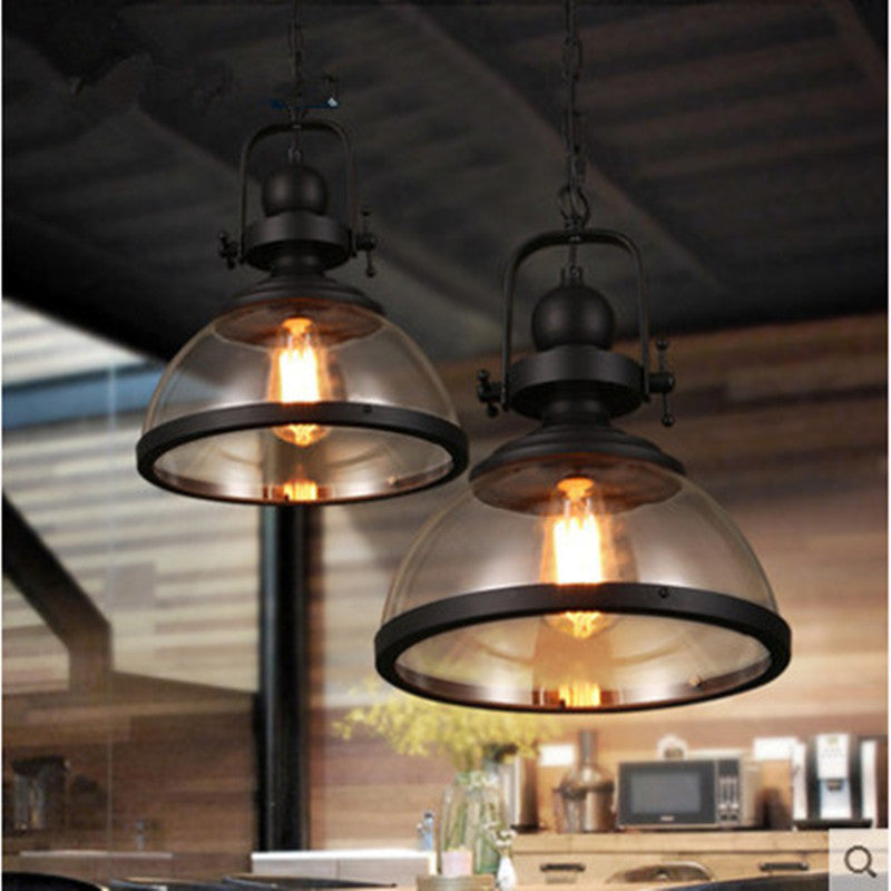 Retro Industrial Style Restaurant Hotel Steel Glass Chandelier