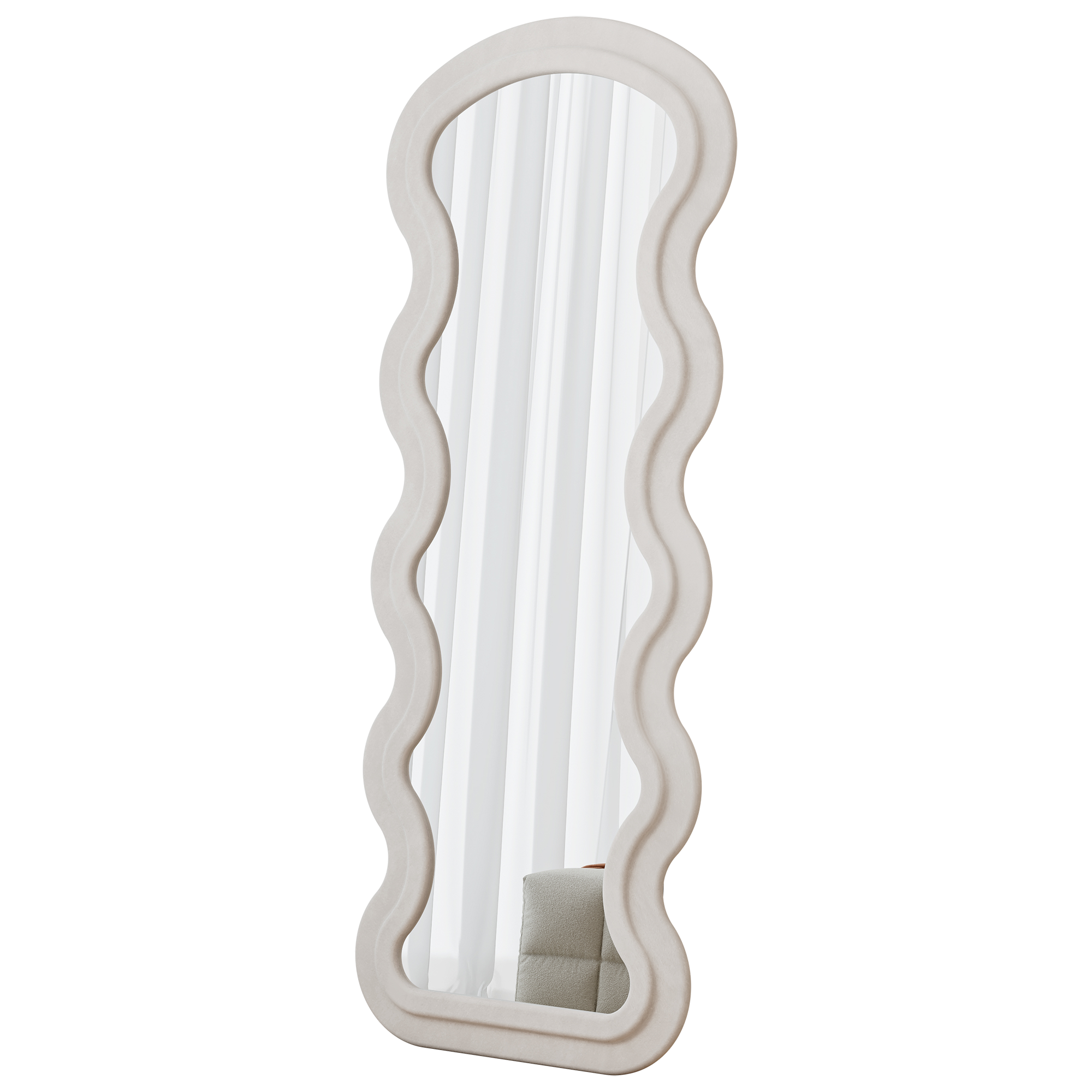 White Wave Floor Mirror