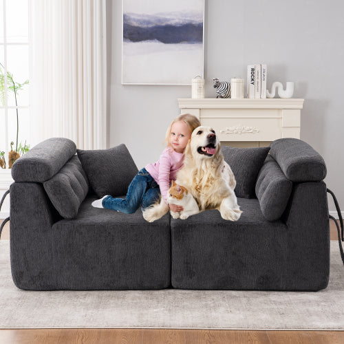 Gray Chenille 4-Seater Sofa
