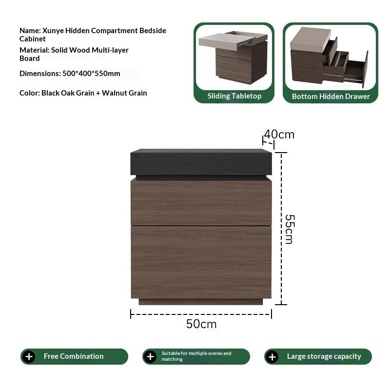 Simple Bedside Table Bedroom Multifunctional Hidden Compartment Storage Cabinet