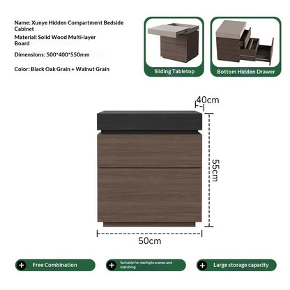Simple Bedside Table Bedroom Multifunctional Hidden Compartment Storage Cabinet