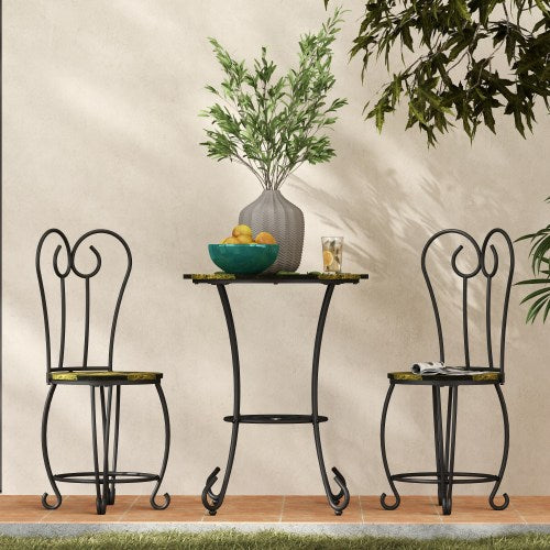 Modern Style 3 Piece Coffee Table Set Round Coffee Table With 2 Round Back Chairs