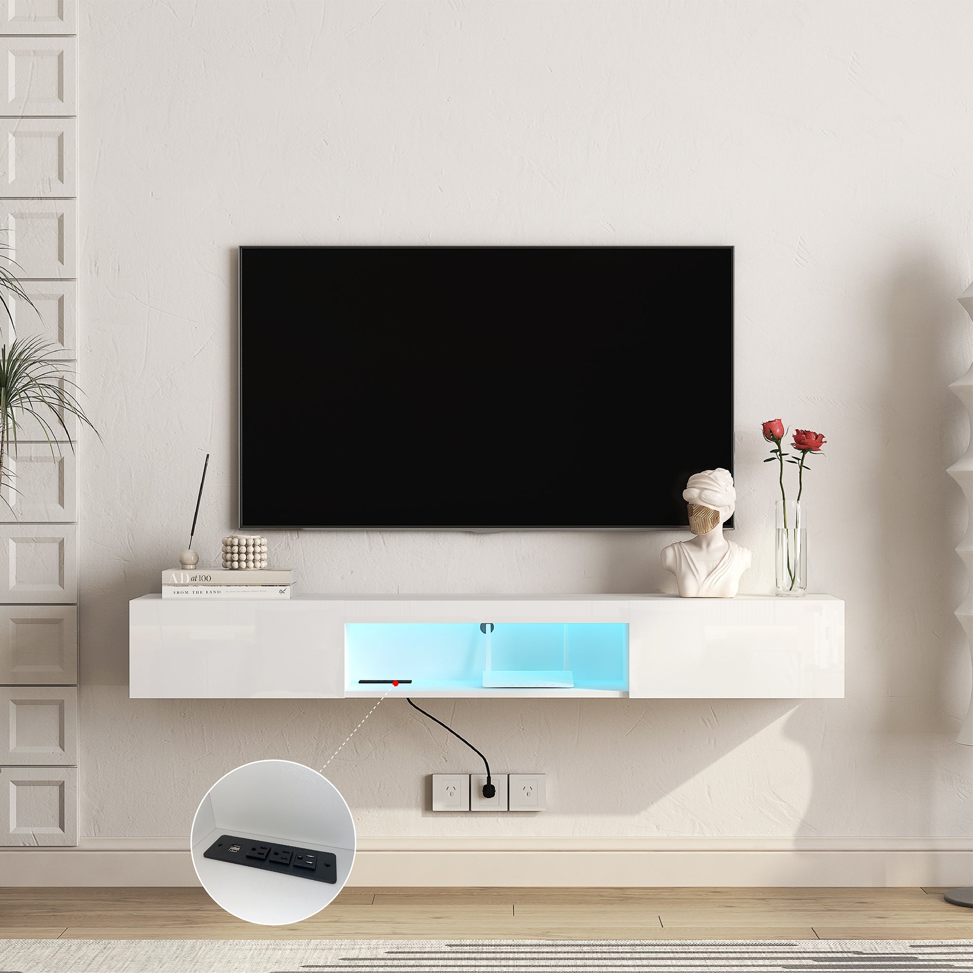 White Gloss LED TV Stand