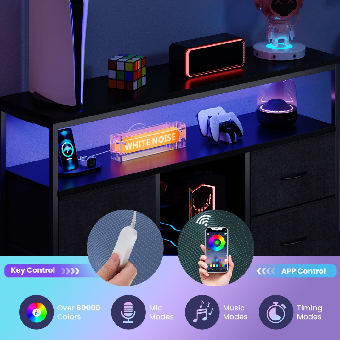 Black LED Drawer TV Stand