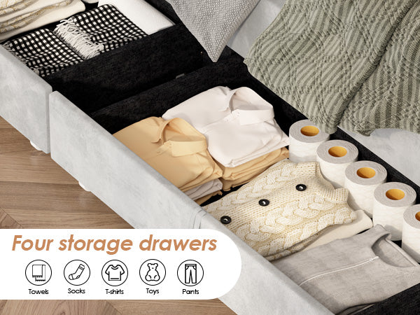 Velvet Platform Storage Bed