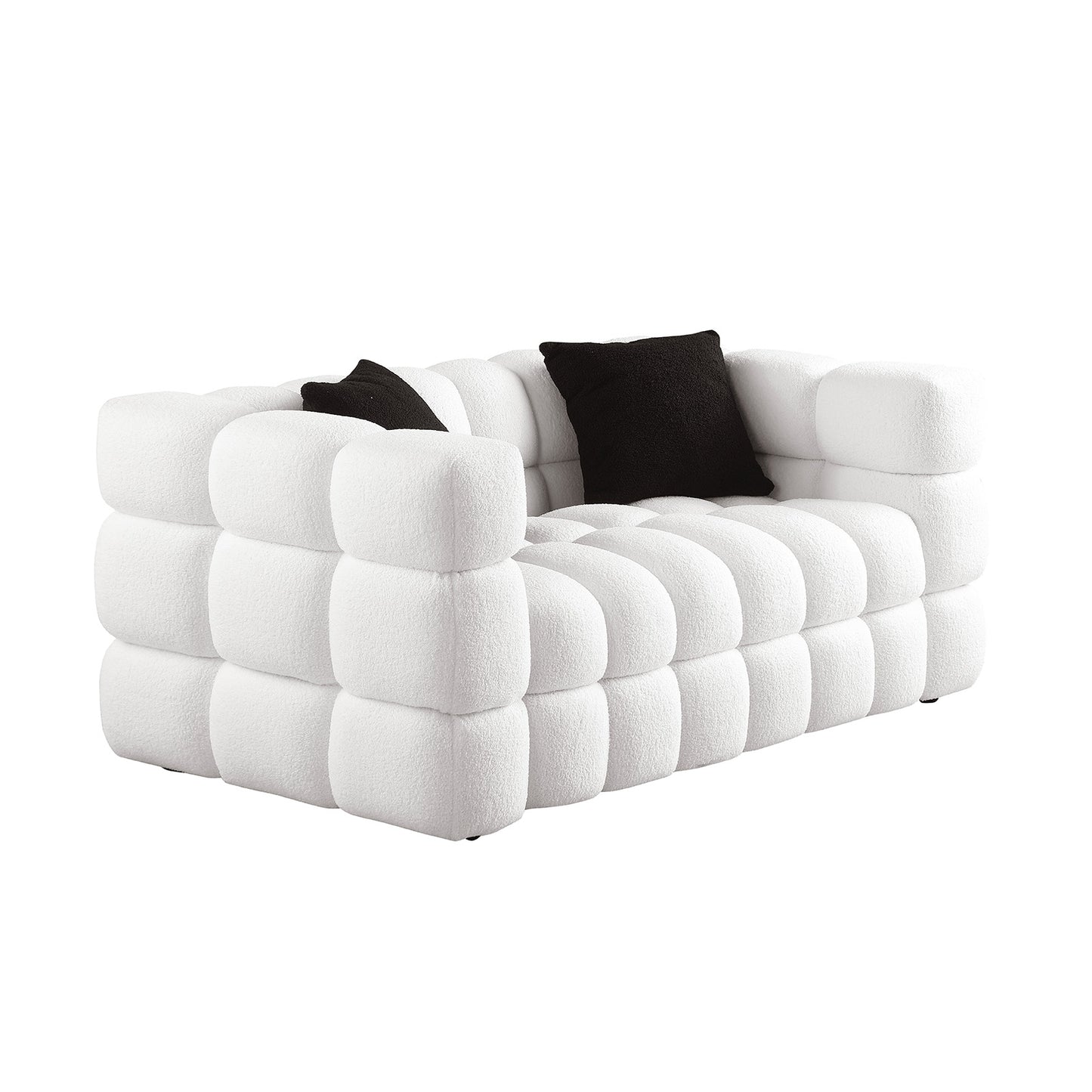 62.2length ,35.83inch  Deepth ,human Body Structure For USA People, Marshmallow Sofa,boucle Sofa ,White Color, 2 Seater