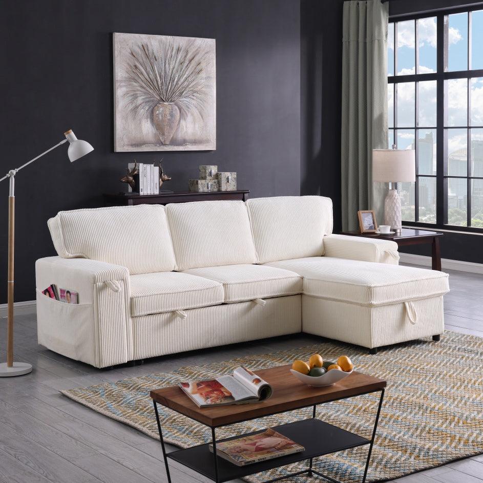 Beige Chenille Sectional Sofa