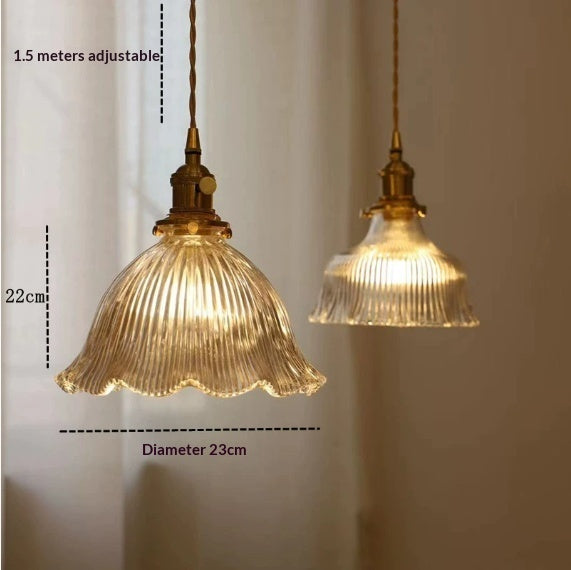 Japanese Retro Brass Glass Pendant Light