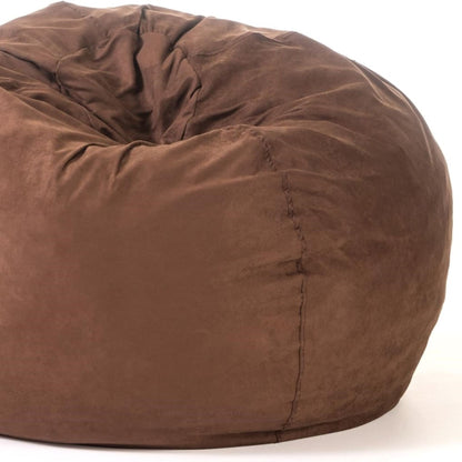 5-Foot Comfortable High-Density Shredded Foam Bean Bag Chair For Kids And Adults, With Removable Microsuede Cover, Ideal Reading And Bedroom Floor Lounge, French Roast