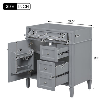 30'' Bathroom Vanity Without Top Sink, Modern Bathroom Storage Cabinet With 2 Drawers And A Tip-out Drawer