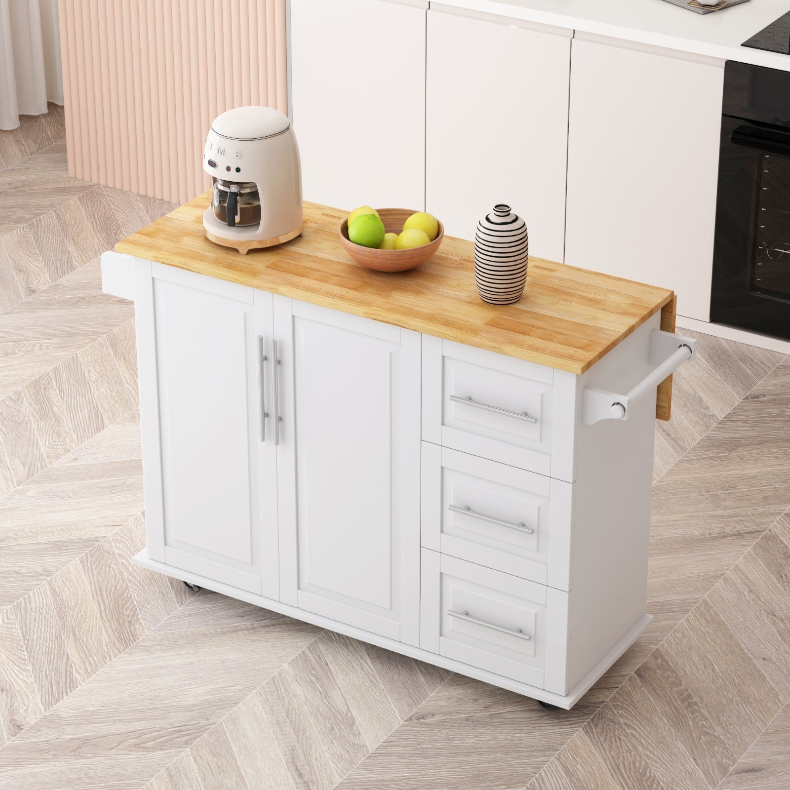Black Rolling Kitchen Island