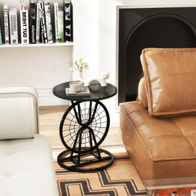 Round Industrial Side Table