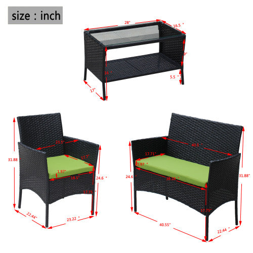 Green Rattan Patio Set