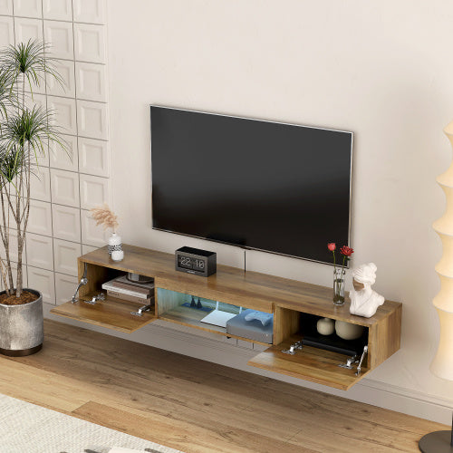 Brown LED Floating TV Stand