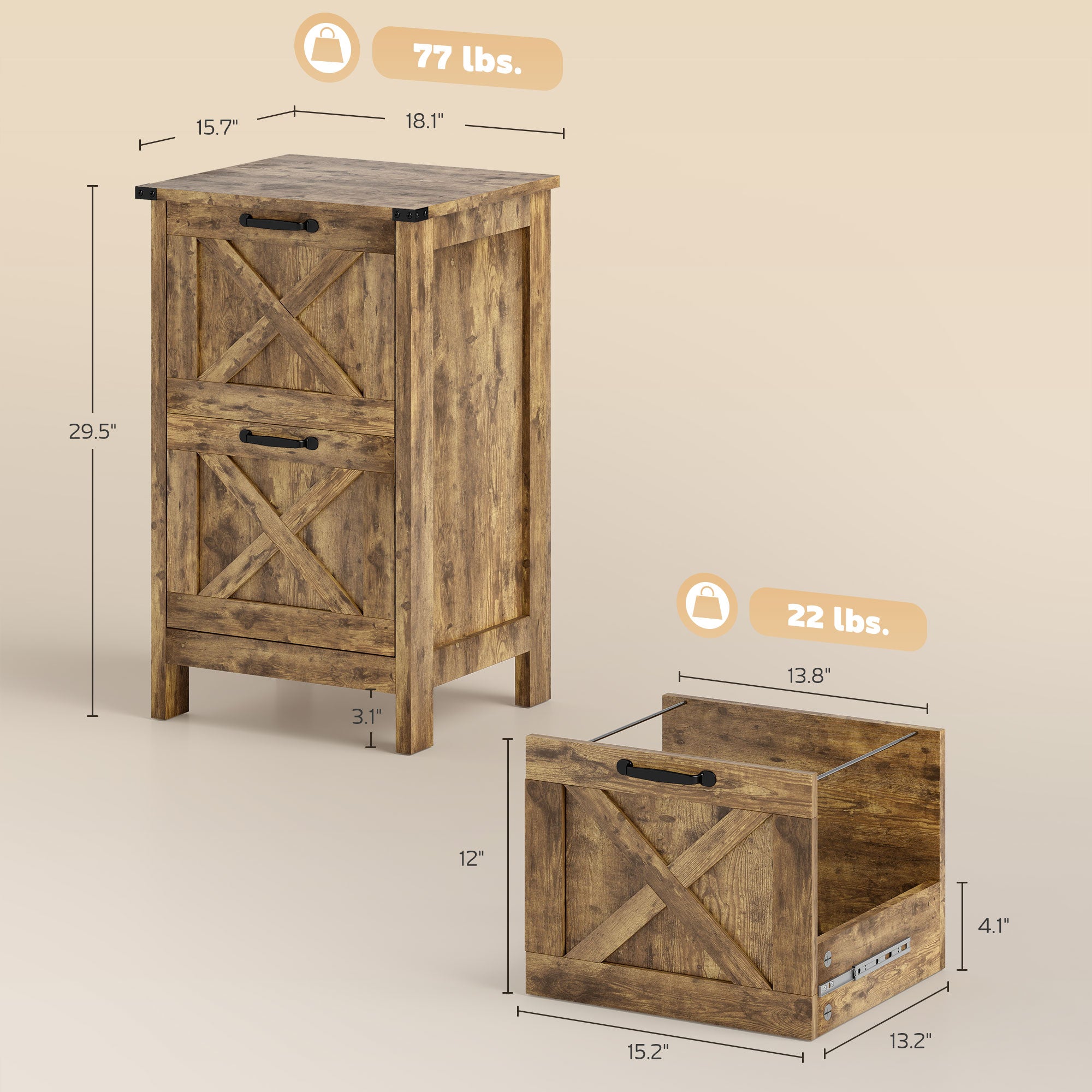Rustic Brown File Cabinet