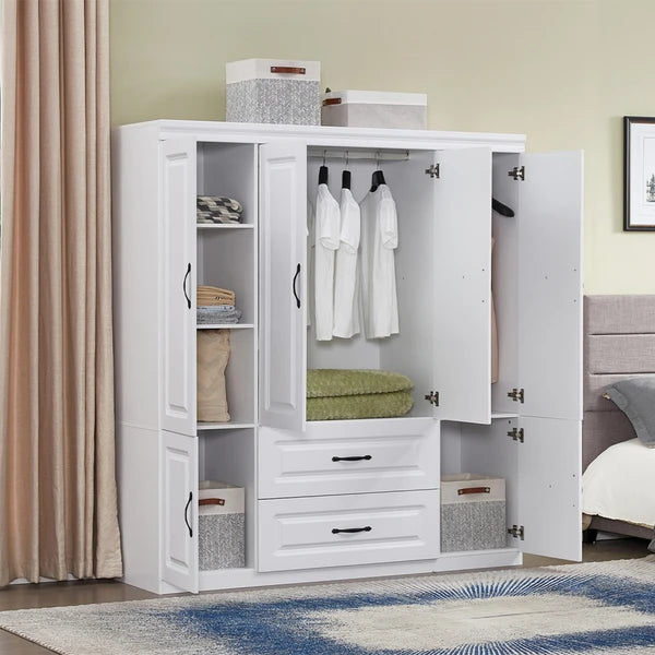 Wood Wardrobe Closet Spacious Storage Bedroom