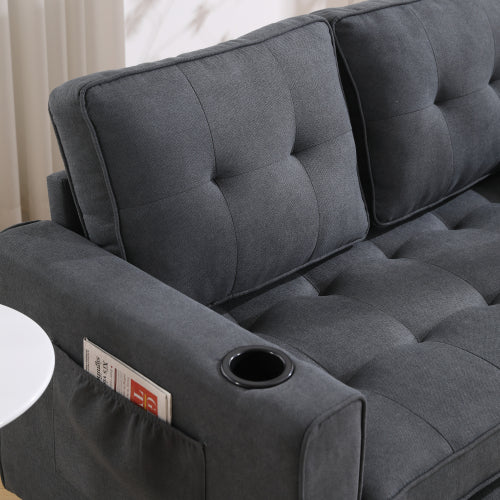 Gray Upholstered Futon Sofa
