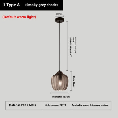 Bedroom Stair Light Single-head Glass Chandelier