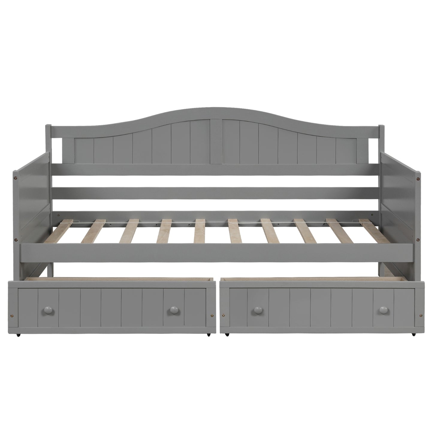 Twin Wooden Daybed With 2 Drawers, Sofa Bed, No Box Spring Needed - Gray