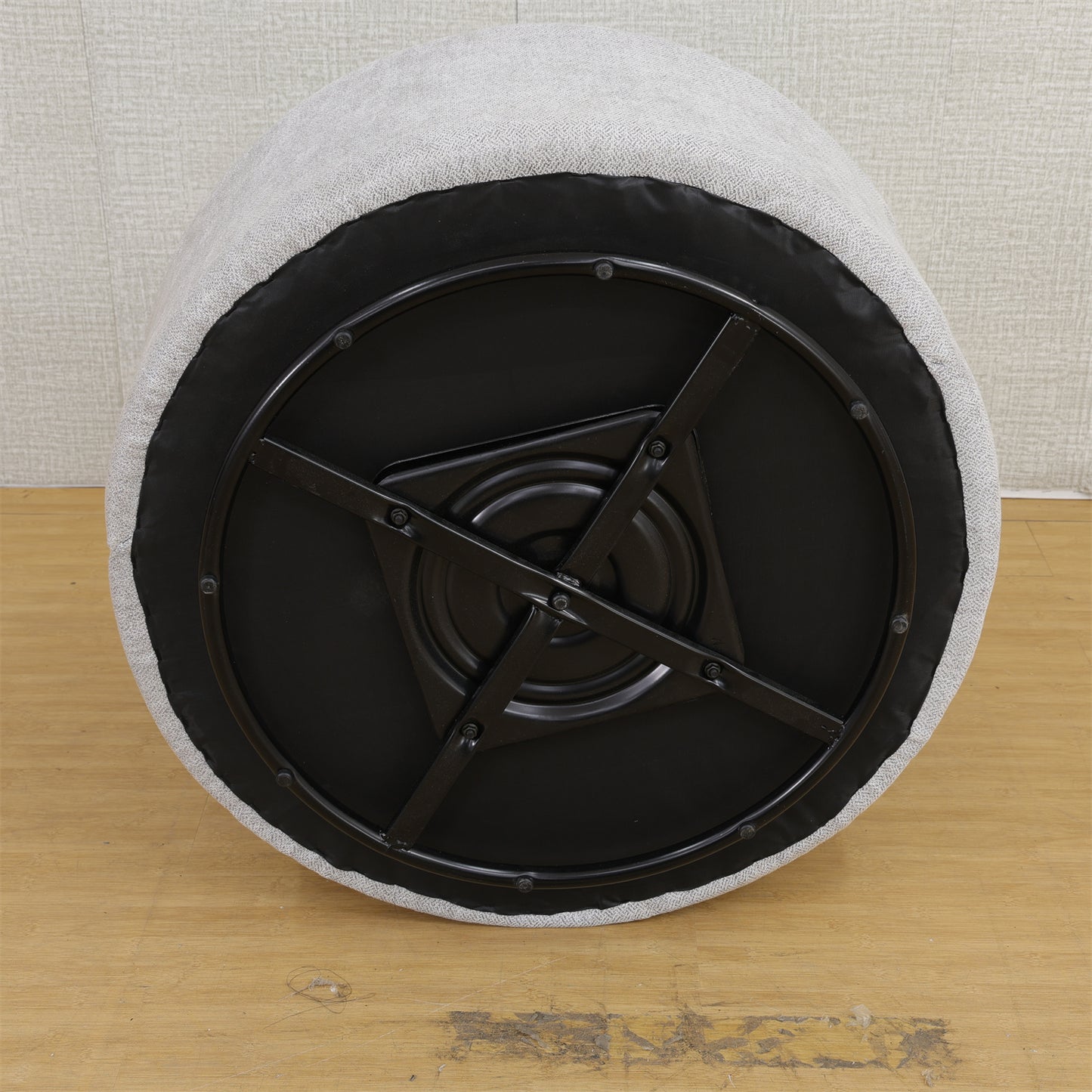 Sofa Stool Set With Storage Function, Grey-White Breathable Sackcloth