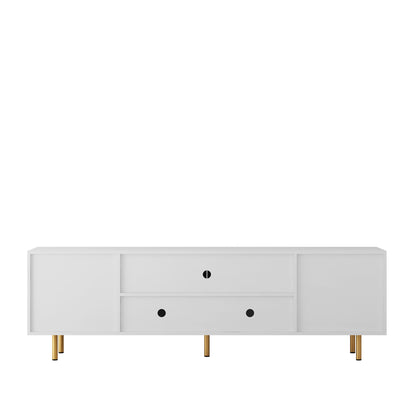 White Modern TV Stand Fluted T, Entertainment Center With Storage Doors, TV Console Media Cabinet, For 55 Inch TV, Living Room