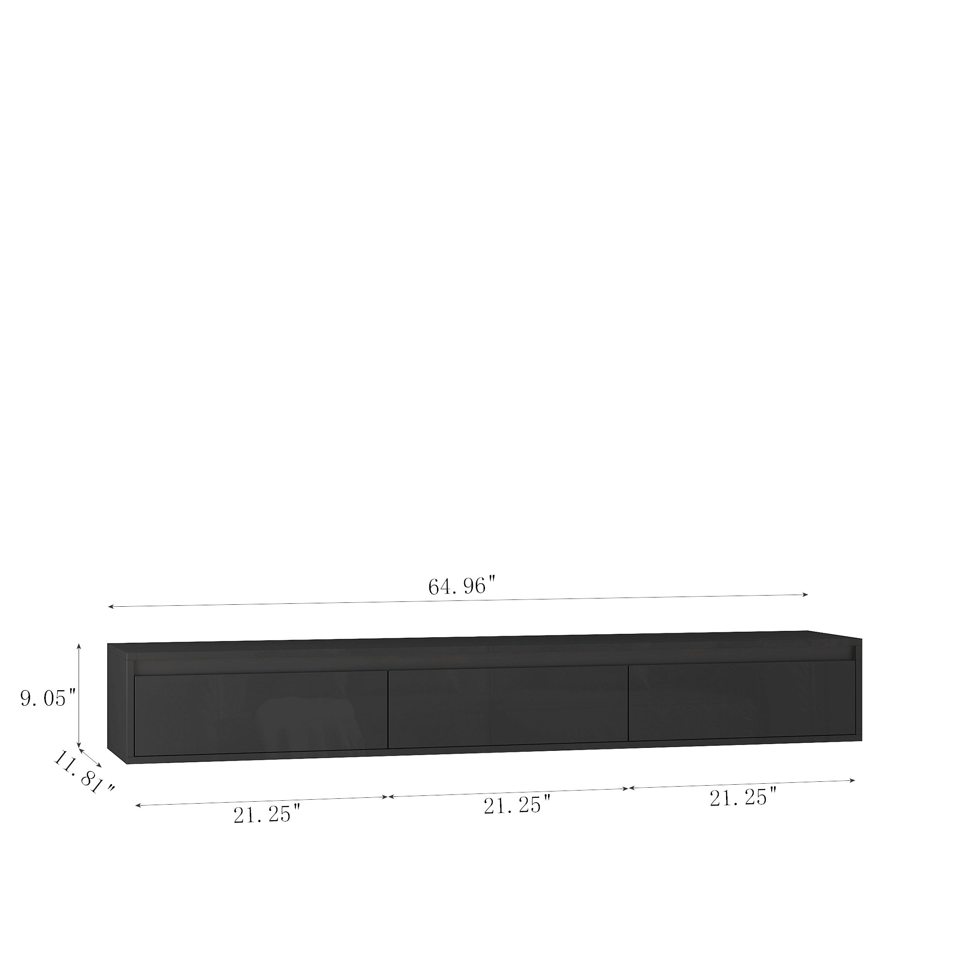 Black LED Wall TV Stand