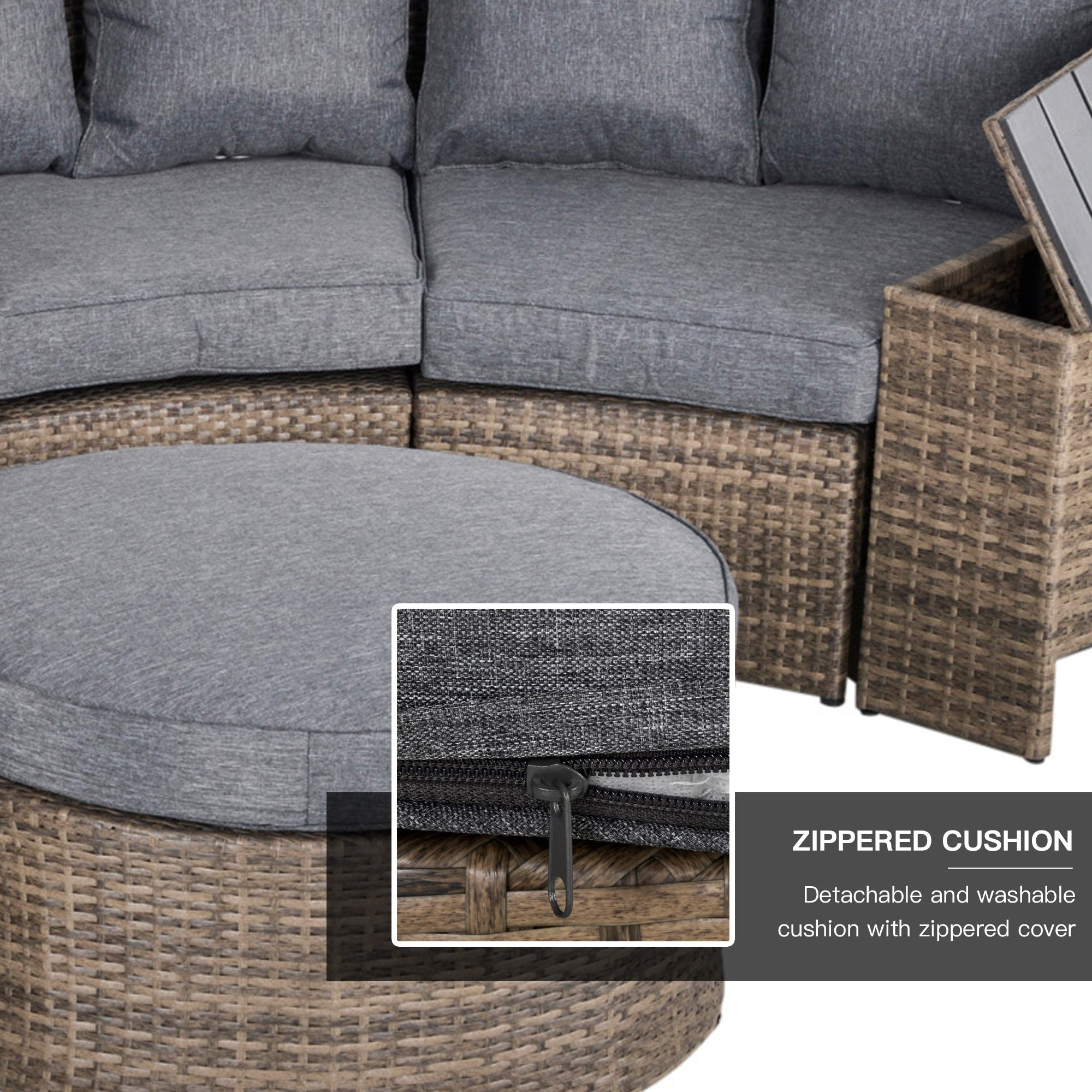 Gray Modular Outdoor Sofa Weather-Resistant Fabric