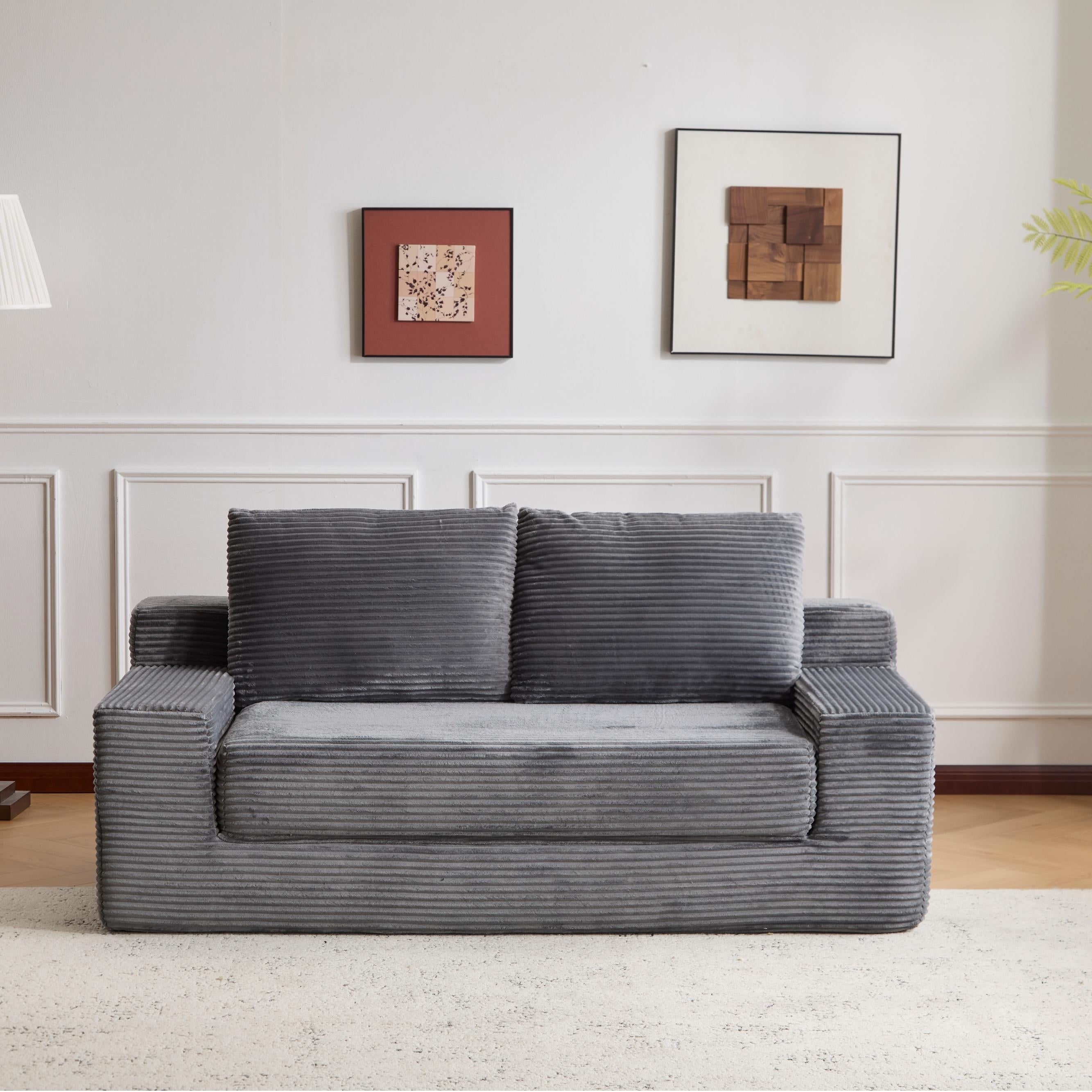 Orange Corduroy Loveseat