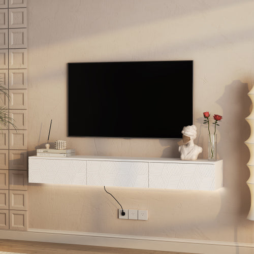 White LED Wall TV Stand