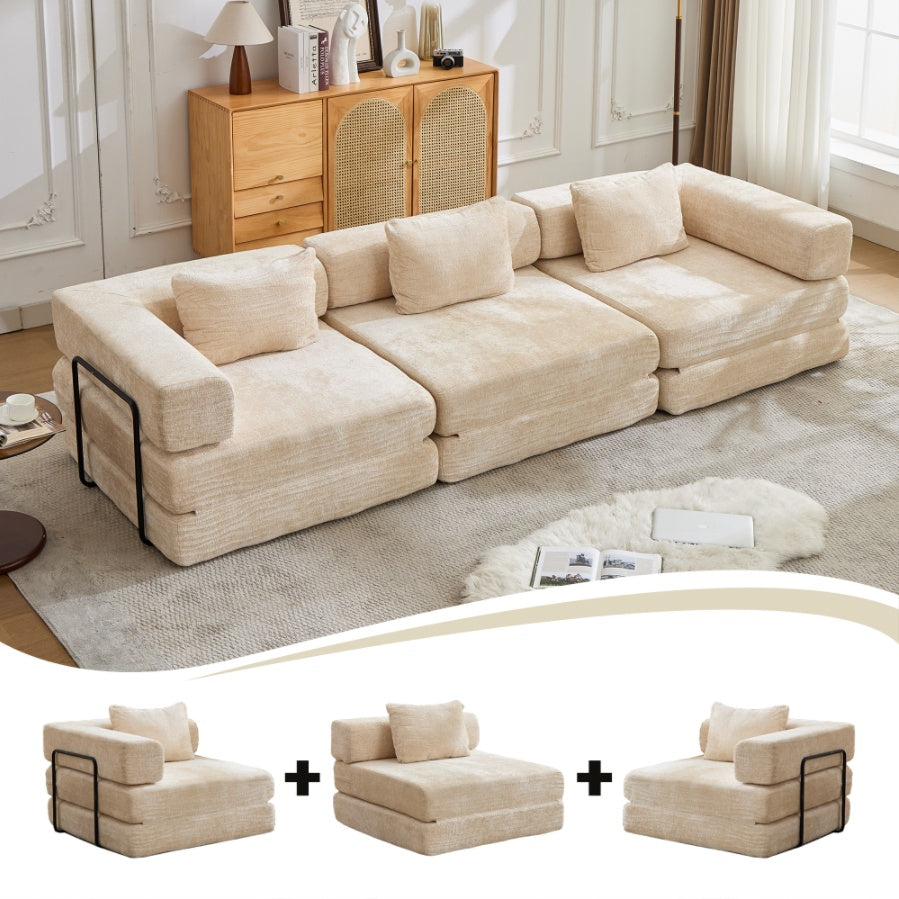 Beige Chenille Sofa Bed