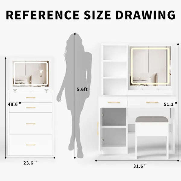 White Vanity Desk Set