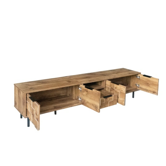 Wood TV Stand Stylish Storage Living Room