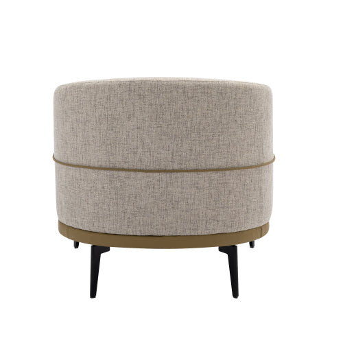 Modern Two-tone Barrel Fabric Chair, Upholstered Round Armchair For Living Room Bedroom Reading Room, Mustard Green