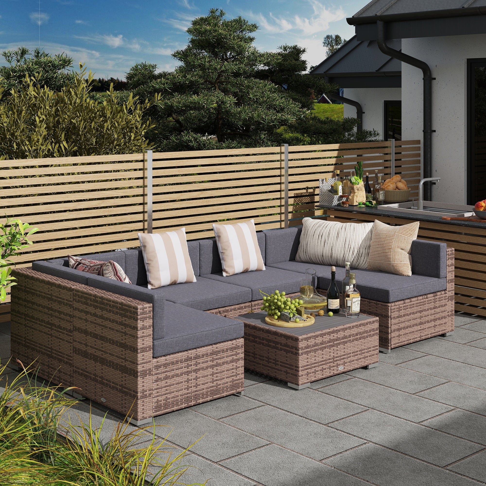 Gray Woven Patio Set