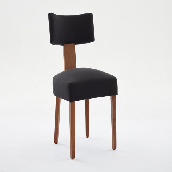 064-Set Of 2 Linen Fabric Modern Armless Dining Chairs With Curved Backrest And Solid Wooden Legs For Dining Room Living Room ,Black