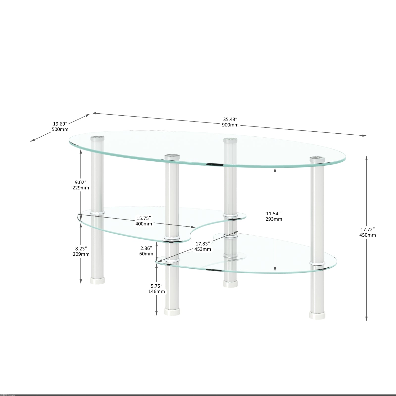 Glass Oval Coffee Table