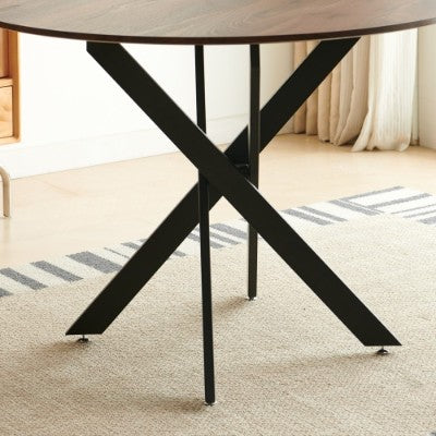 Wood Dining Table Round Pedestal For 4-6 People