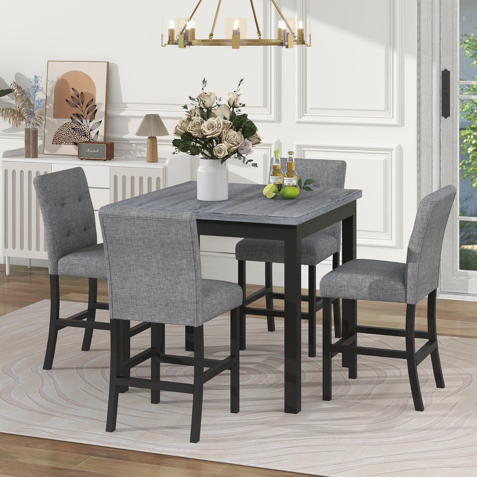 Gray Wood Dining Set