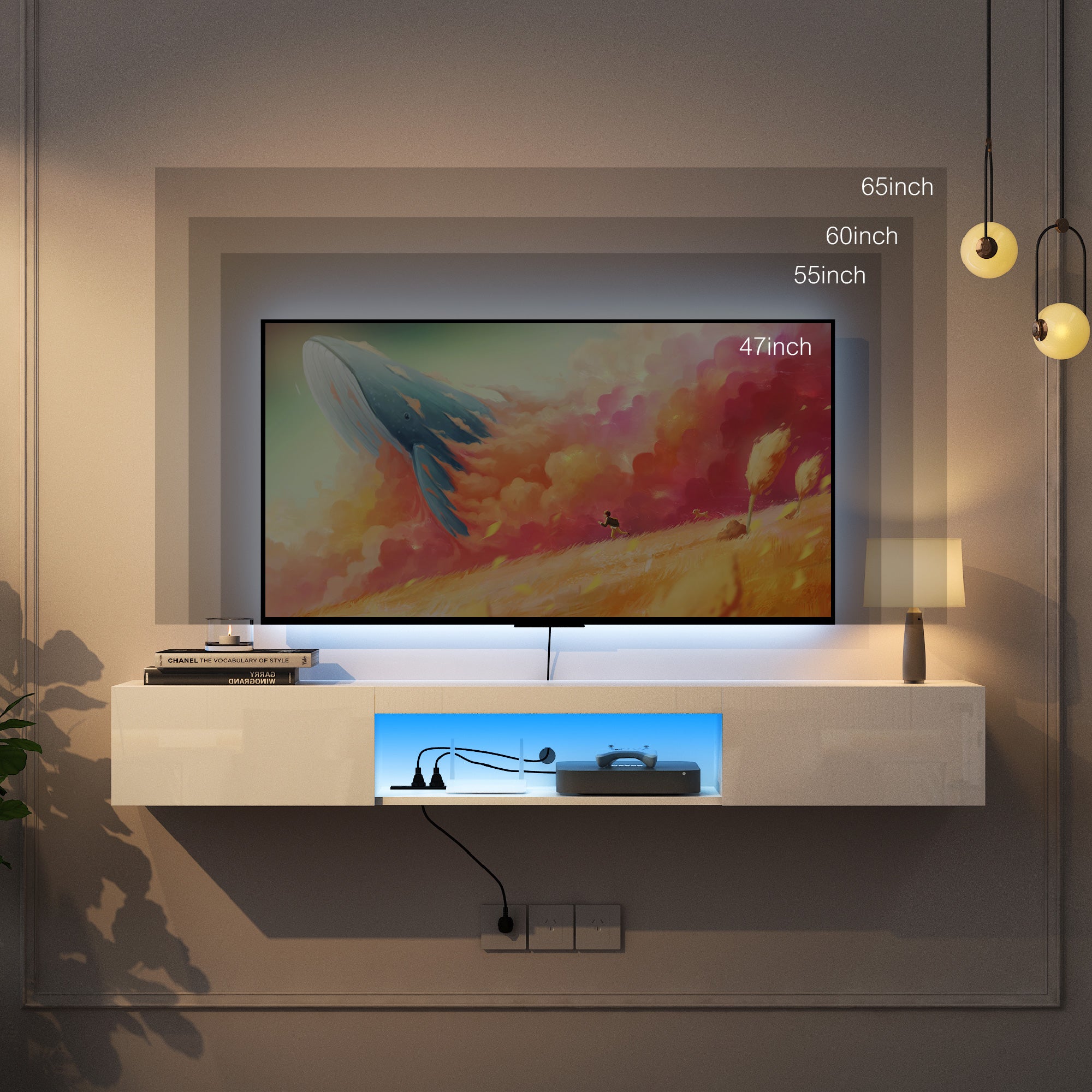 White Gloss LED TV Stand