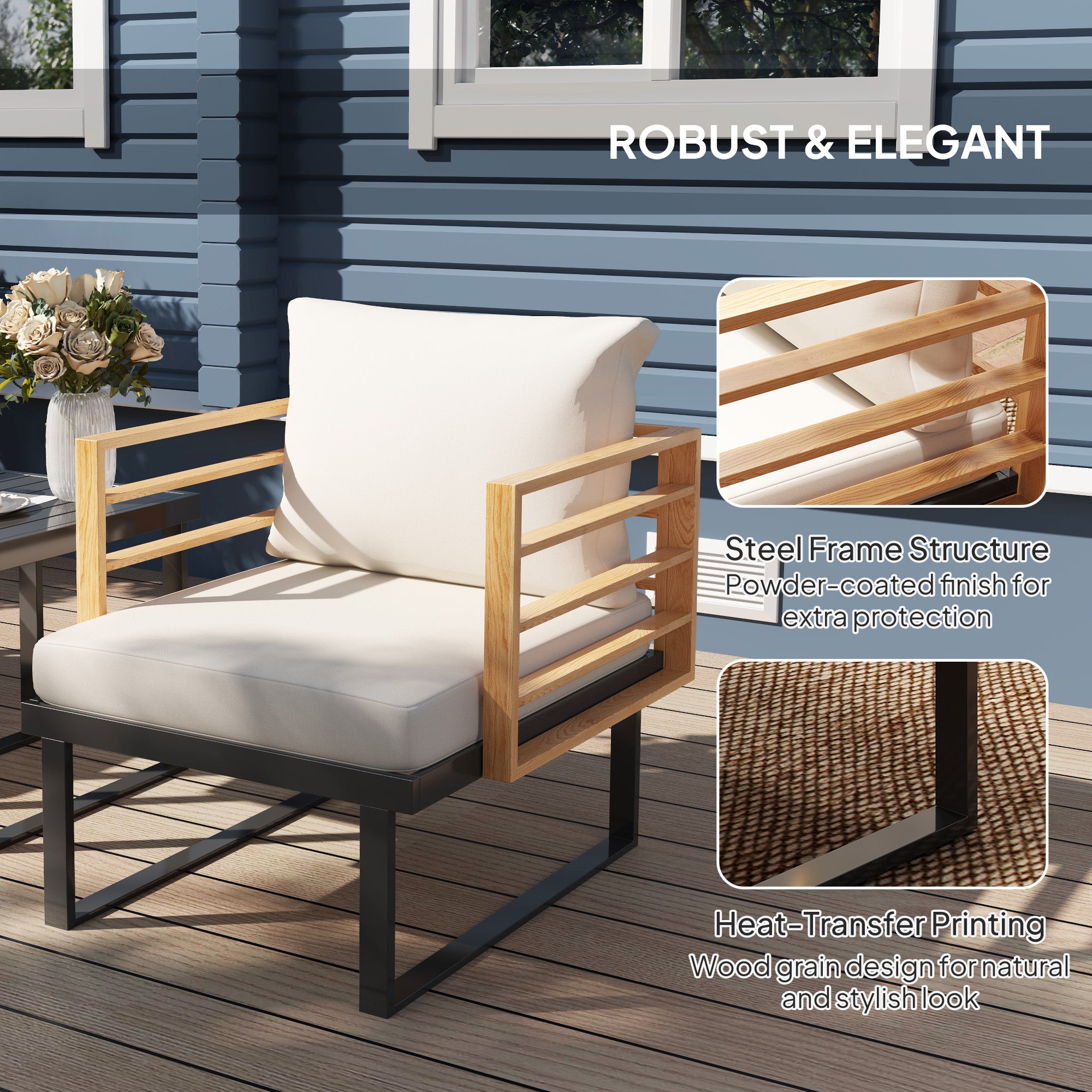 Beige Metal Bistro Set