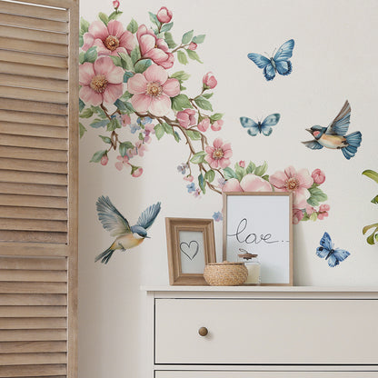 Branch Leaf Bird Butterfly Bedroom Home Beautification Decoration Wall Sticker