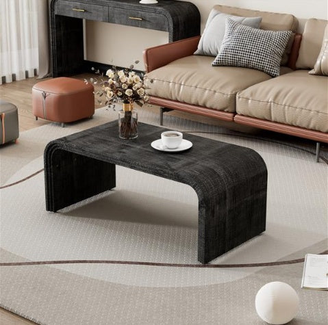 Simple Coffee Table With Curved Decorative Art Design, Suitable For Living Or Dining Rooms