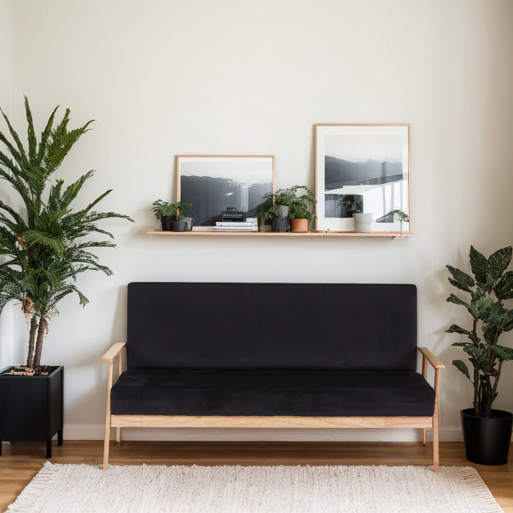 Wooden Arm Velvet Loveseat