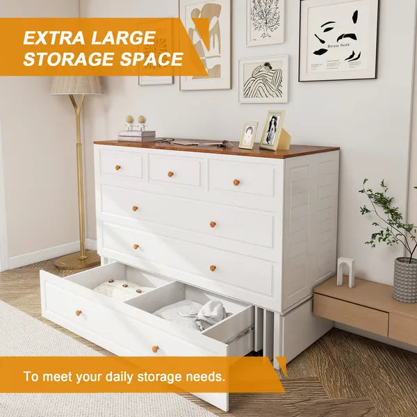 White Wood Murphy Bed