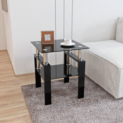 Black Glass Coffee Table Square Tempered Design